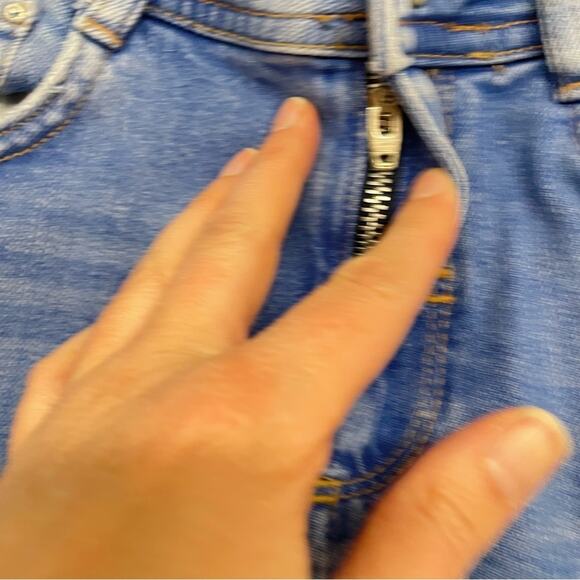 Zara Blue Distressed Raw Hem High Rise Skinny Jeans Womens 00 Zip Fly Classic - Picture 5 of 11